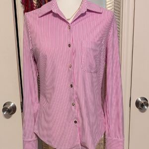 Jude Connally Pink and White Striped Shirt